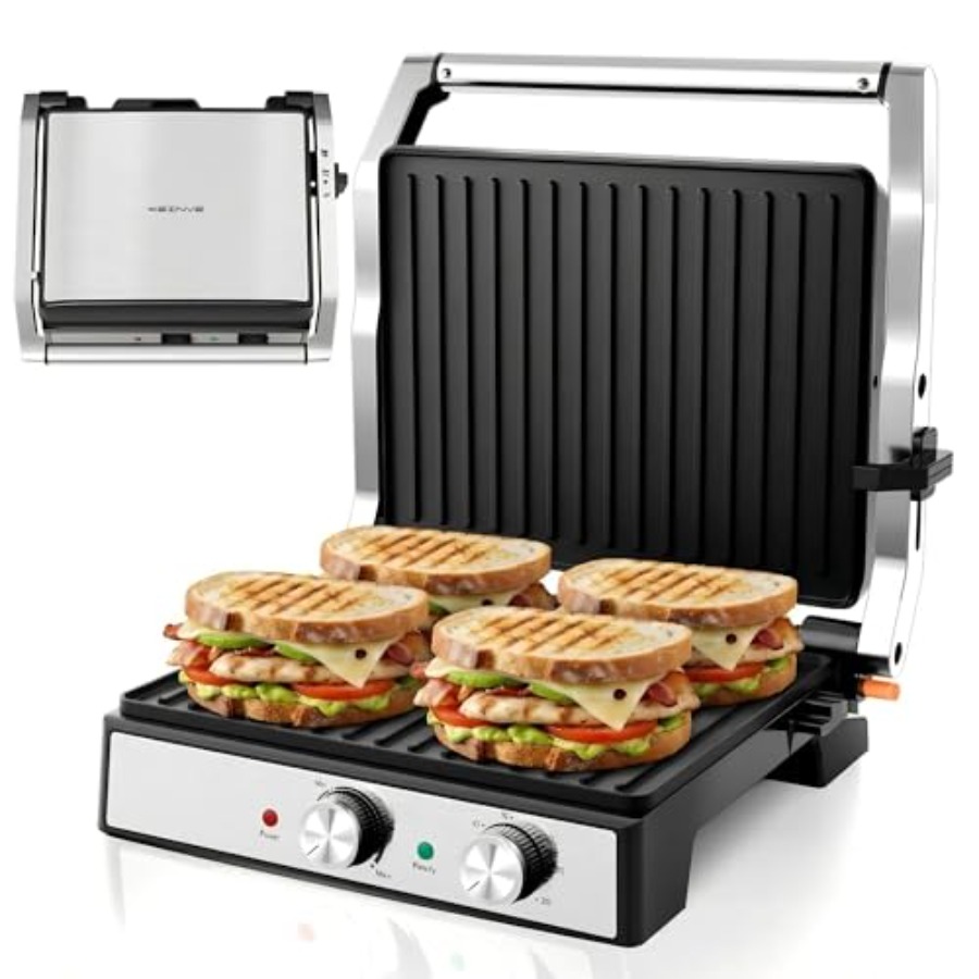 Sandwich Press Panini - Pressa per Panini con Impostazione Temperatura