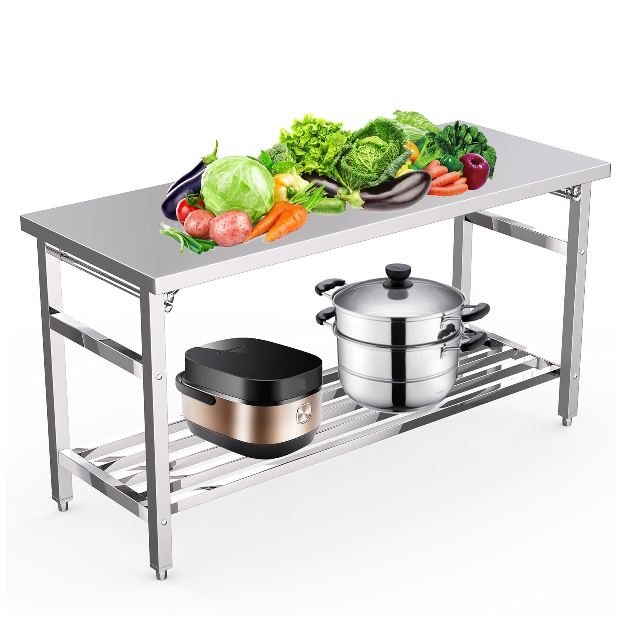 Commercial Kitchen Prep Table - Tavolo da lavoro pieghevole in acciaio