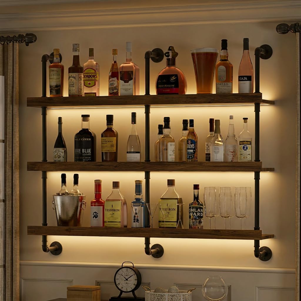 Commercial Kitchen Lights - Portabottiglie da parete con luce LED,