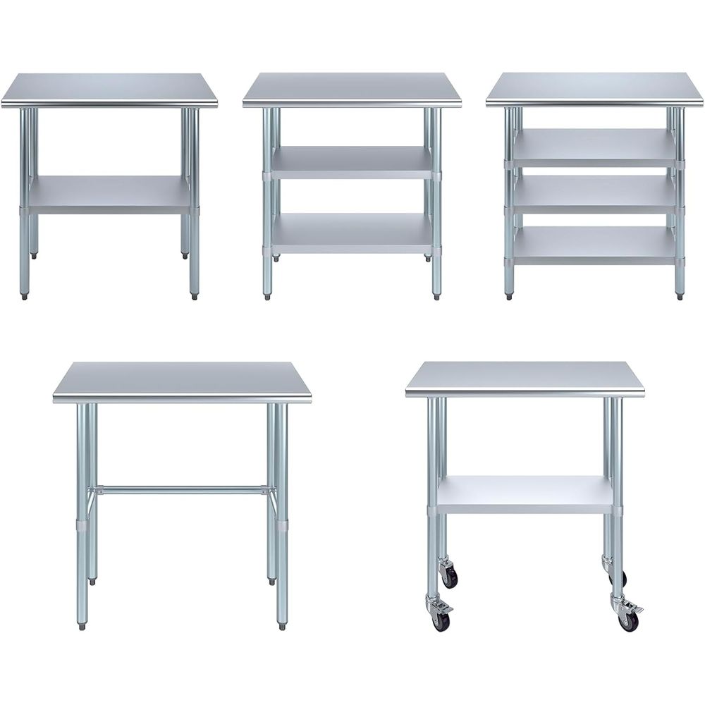 Commercial Kitchen Prep Table - Tavolo in acciaio inossidabile + ruote