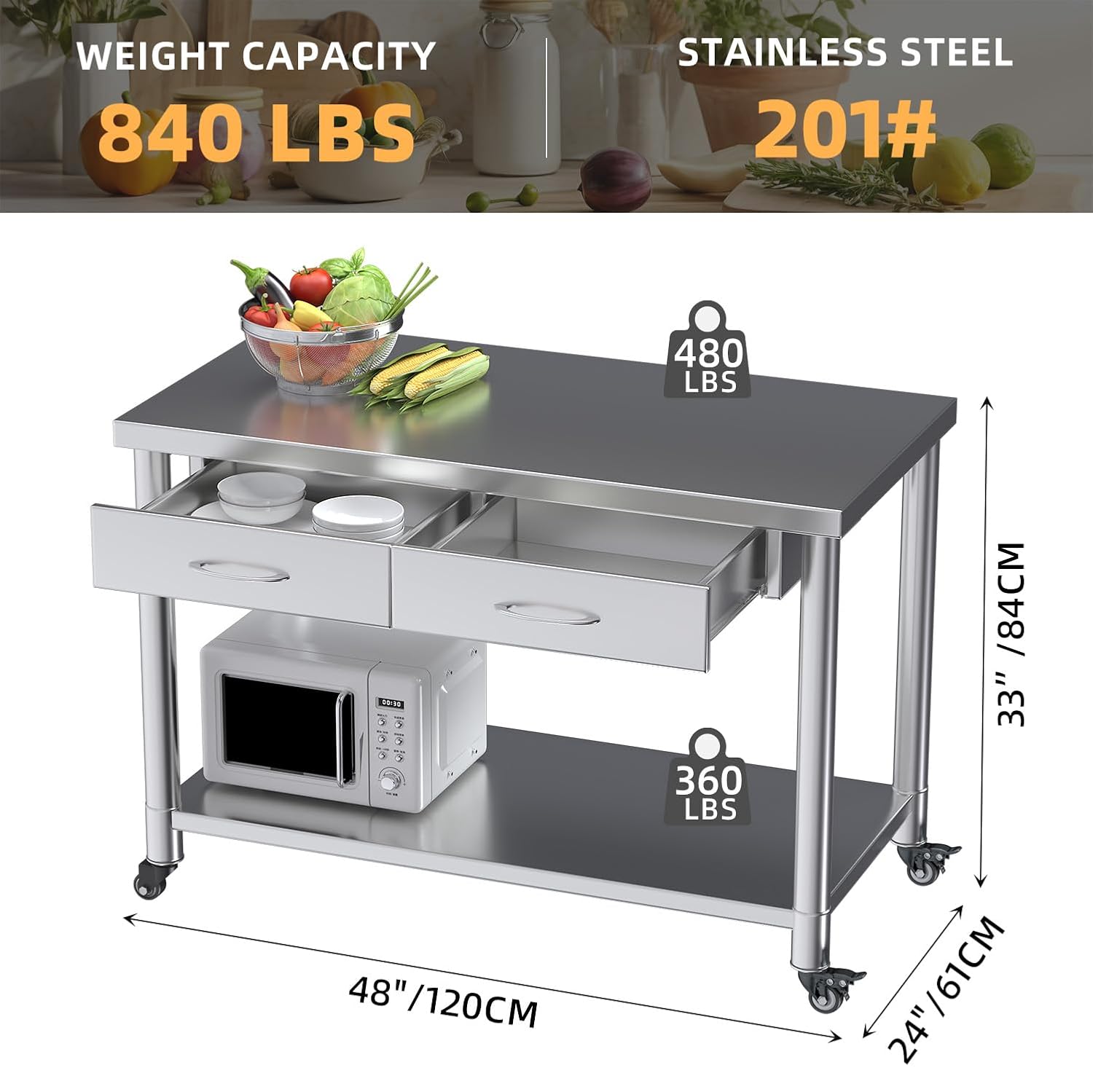 Tavolo in Acciaio Inox con Cas - Commercial Kitchen Prep Table recensione e prezzo